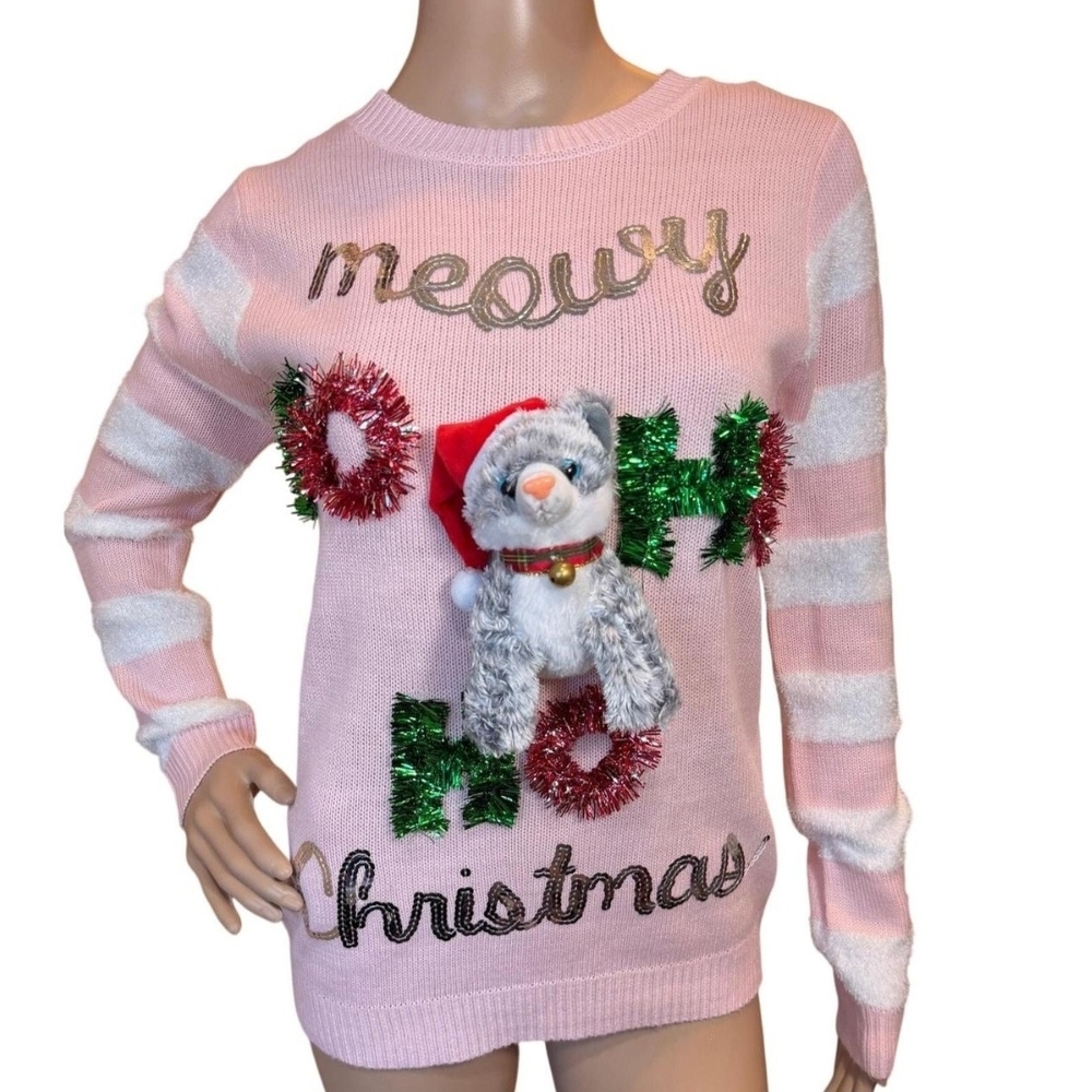 Pink Christmas Cat Sweater